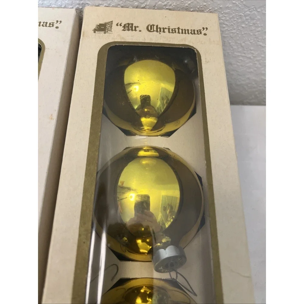 Mr Christmas 6 Gold Ball Glass Tree Ornaments 4